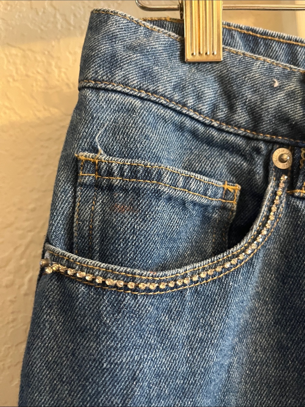 Women’s Vintage Denim Fringe Jewel Trim Shorts Size 26 - Picture 3 of 4